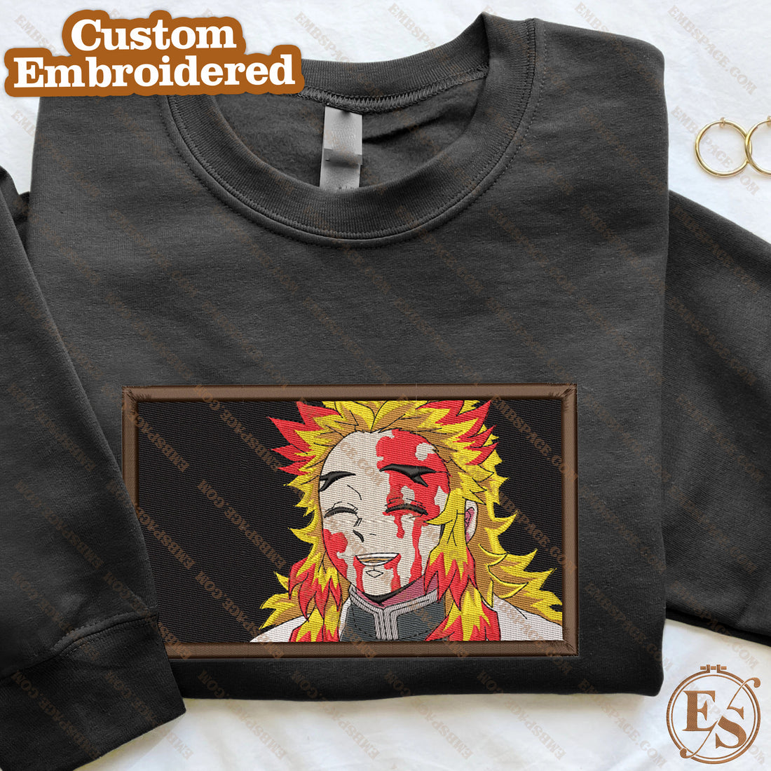 Hero Bleeding with Smile Embroidery Sweatshirt, Anime Box Embroidery Sweatshirt A_DS53