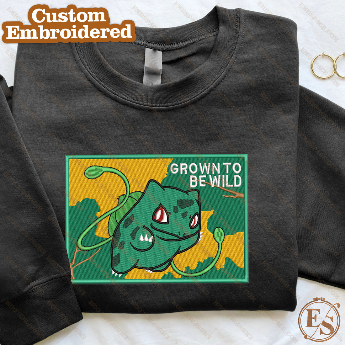 Anime The Leafy Deer Creature Embroidery Sweatshirt, Manga Box Embroidery Sweatshirt A_PK03