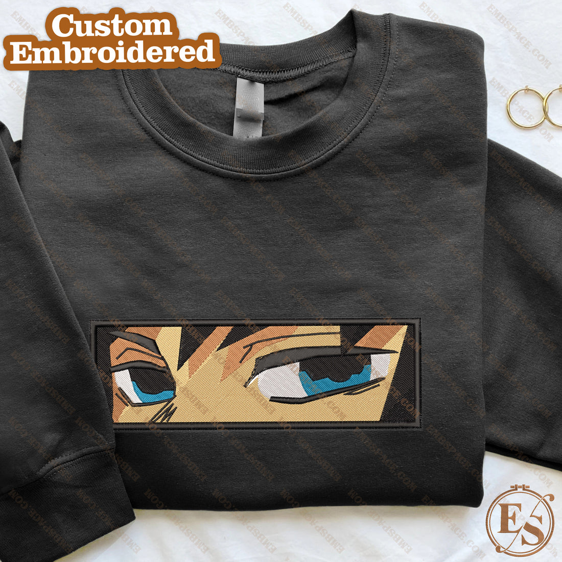 Anime The Water Pillar's Eyes Character Emb Sweatshirt, Anime Box Embroidery Sweatshirt A_DS47