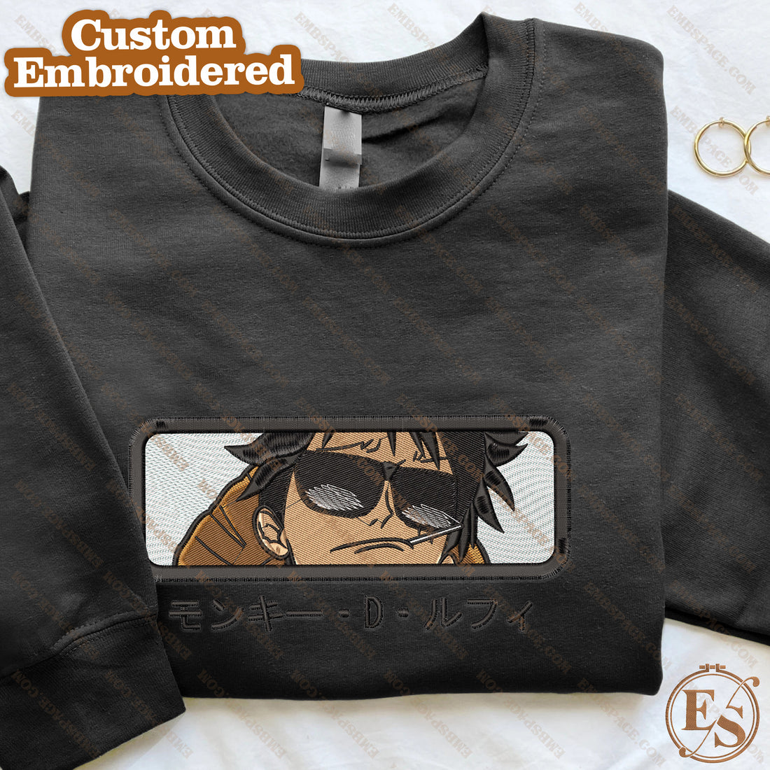 Anime The Pirate Sunglasses Embroidery Sweatshirt, Manga Box Embroidery Sweatshirt A_OP27