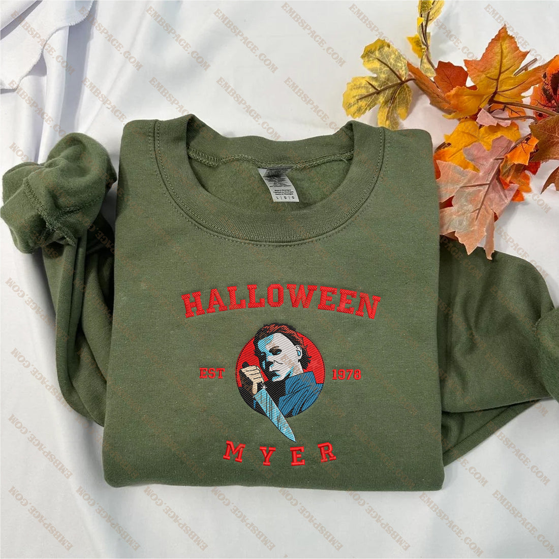 Horror Character with Knife Halloween Embroidery Sweatshirt, Halloween Embroidery Sweatshirt HLW_M1706