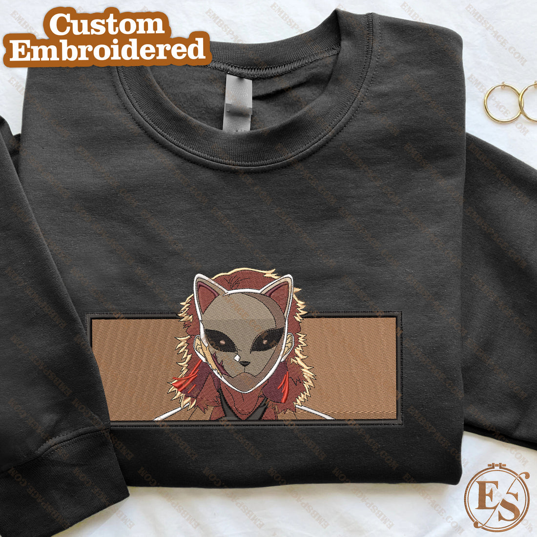 Anime The Mentor Swordsman Character Masked Emb Sweatshirt, Anime Box Embroidery Sweatshirt A_DS38