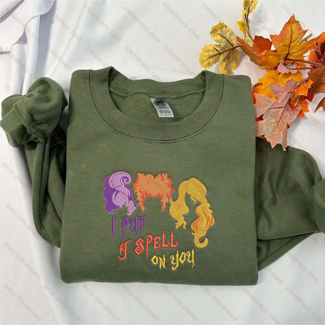 I Put I Spell on You Halloween Embroidery Sweatshirt, Halloween Embroidery Sweatshirt HLW_M2119