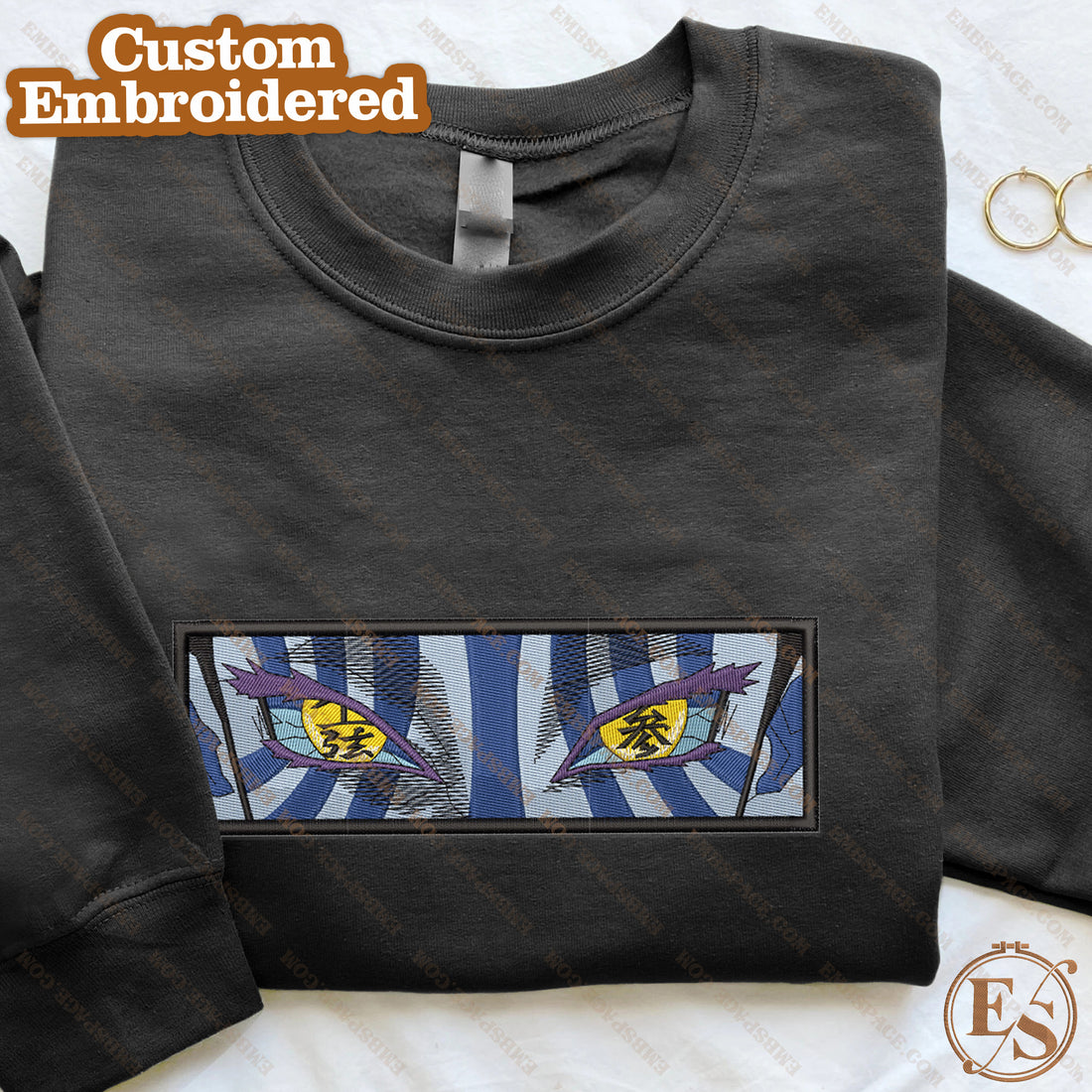 Eyes of Hero Character Embroidery Sweatshirt, Anime Box Embroidery Sweatshirt A_DS57
