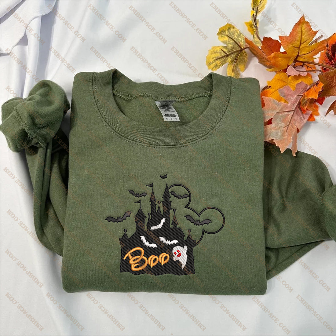 Halloween Horror Boo Mouse Head Palace Embroidery Sweatshirt, Halloween Embroidery Sweatshirt HLW_M1730
