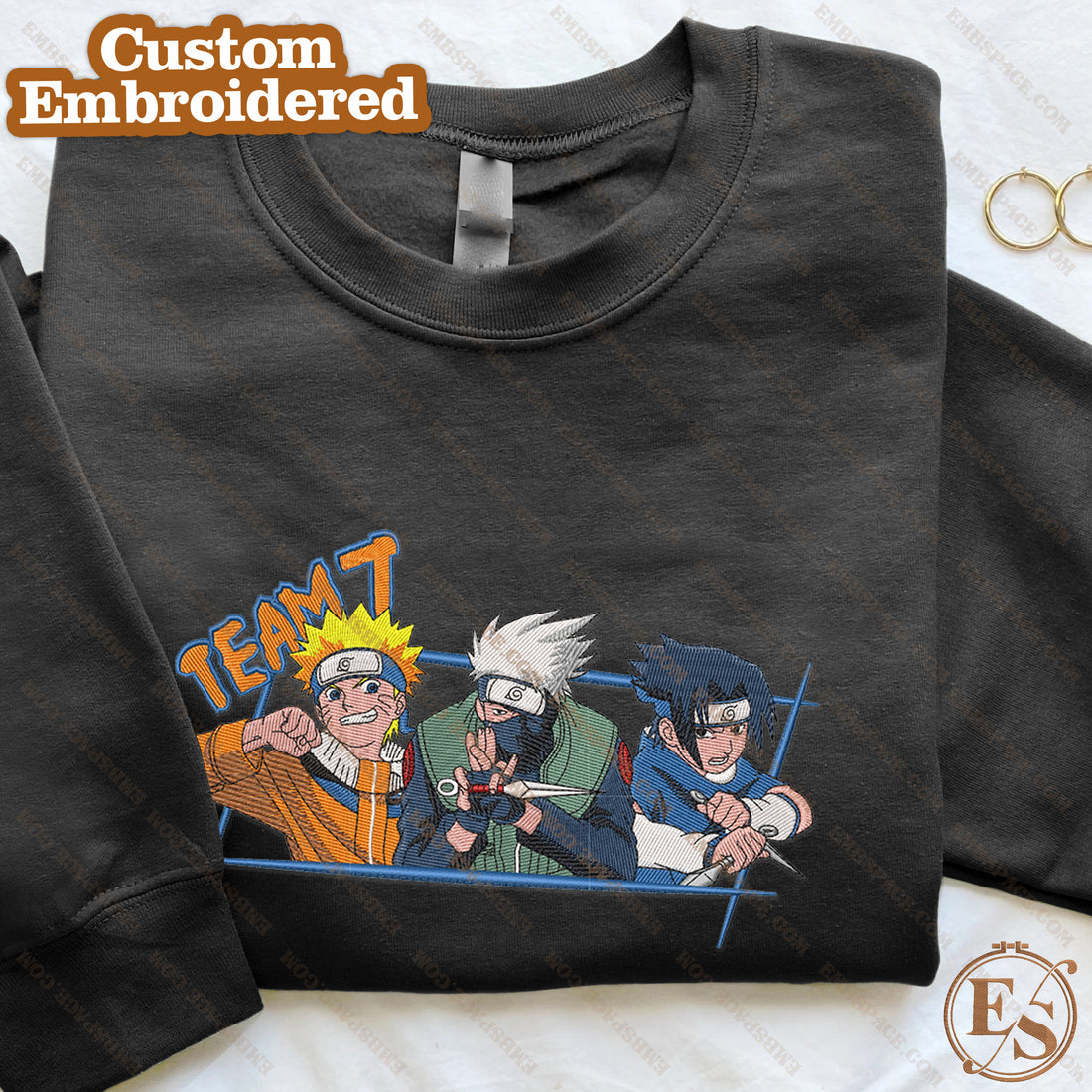Anime Character Team Embroidery Sweatshirt, Anime Embroidery Sweatshirt A_NT15