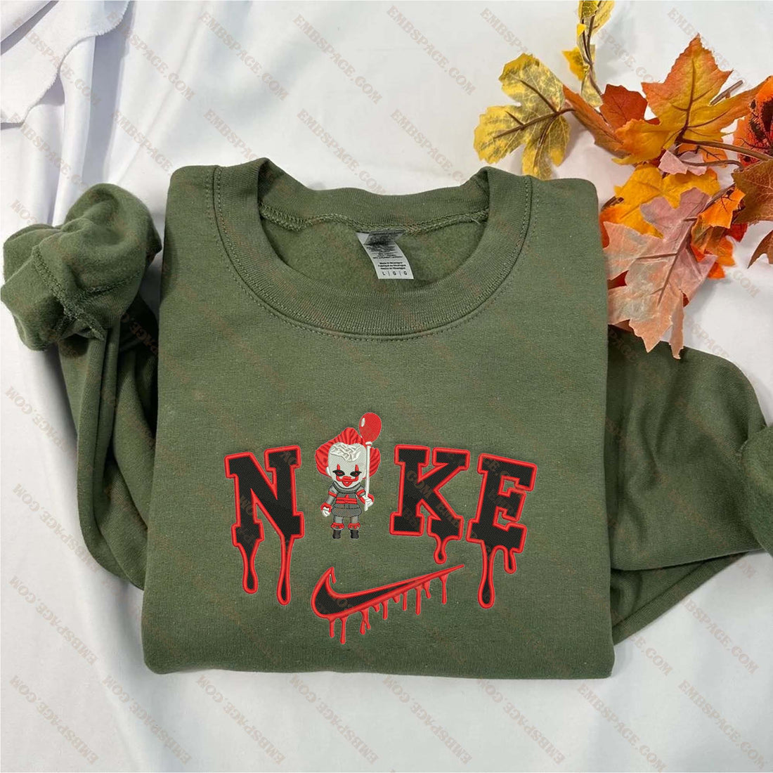 N Clown Horror Character Halloween Embroidery Sweatshirt, Halloween Embroidery Sweatshirt HLW_M2095
