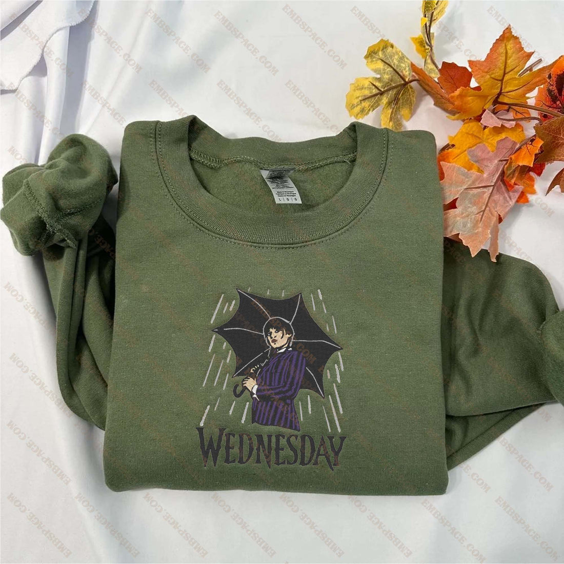 Girl with Umbrella Halloween Embroidery Sweatshirt, Halloween Embroidery Sweatshirt HLW_M1816