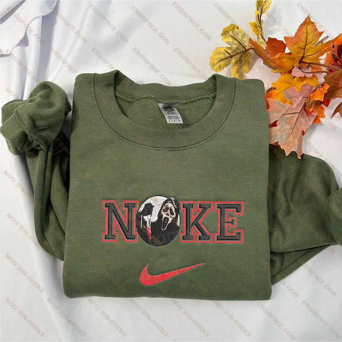 N Ghost Carry Knife Halloween Embroidery Sweatshirt, Halloween Embroidery Sweatshirt HLW_M2037