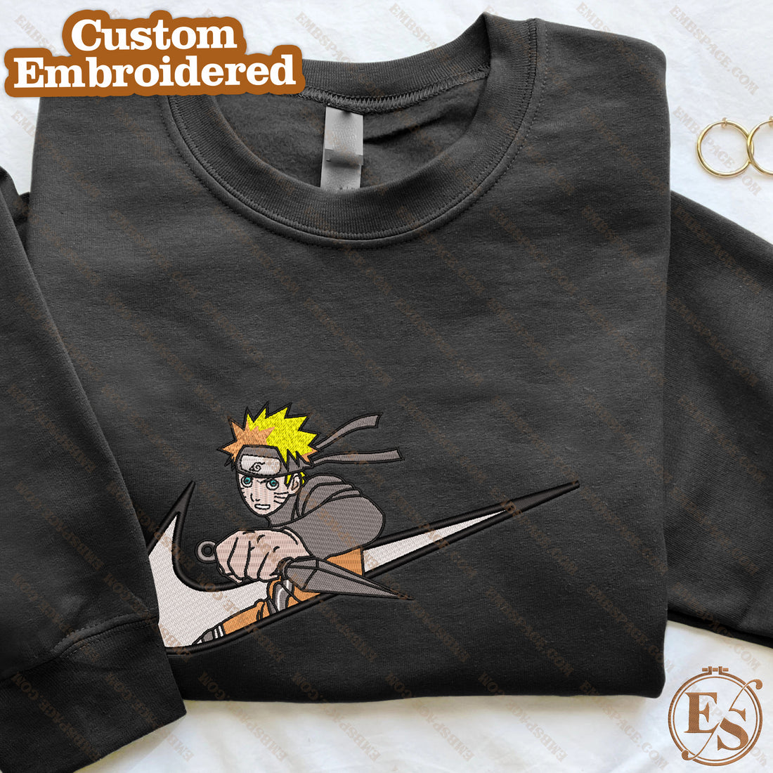 N Hero Carry Kunai Embroidery Sweatshirt, N Anime Embroidery Sweatshirt A_NT10
