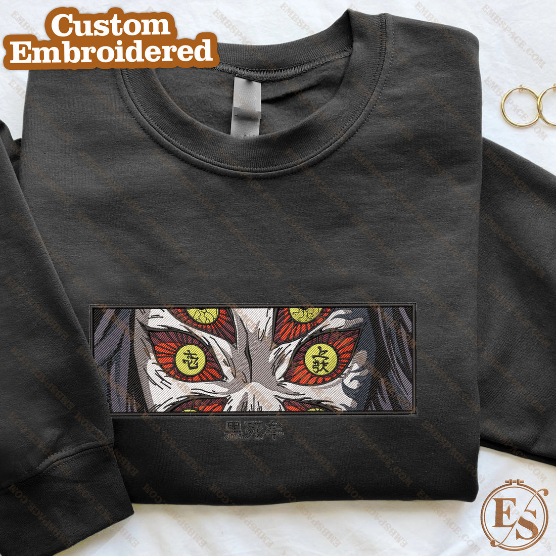 Anime The Upper Moon One's Eyes Emb Sweatshirt, Anime Box Embroidery Sweatshirt A_DS45