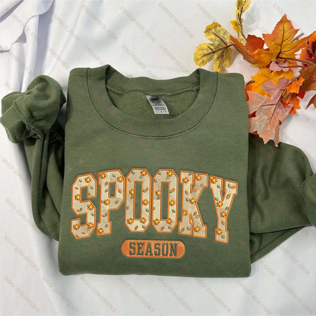 Retro Spooky Fall Quote Embroidery Sweatshirt, Halloween Embroidery Sweatshirt HLW_M1513