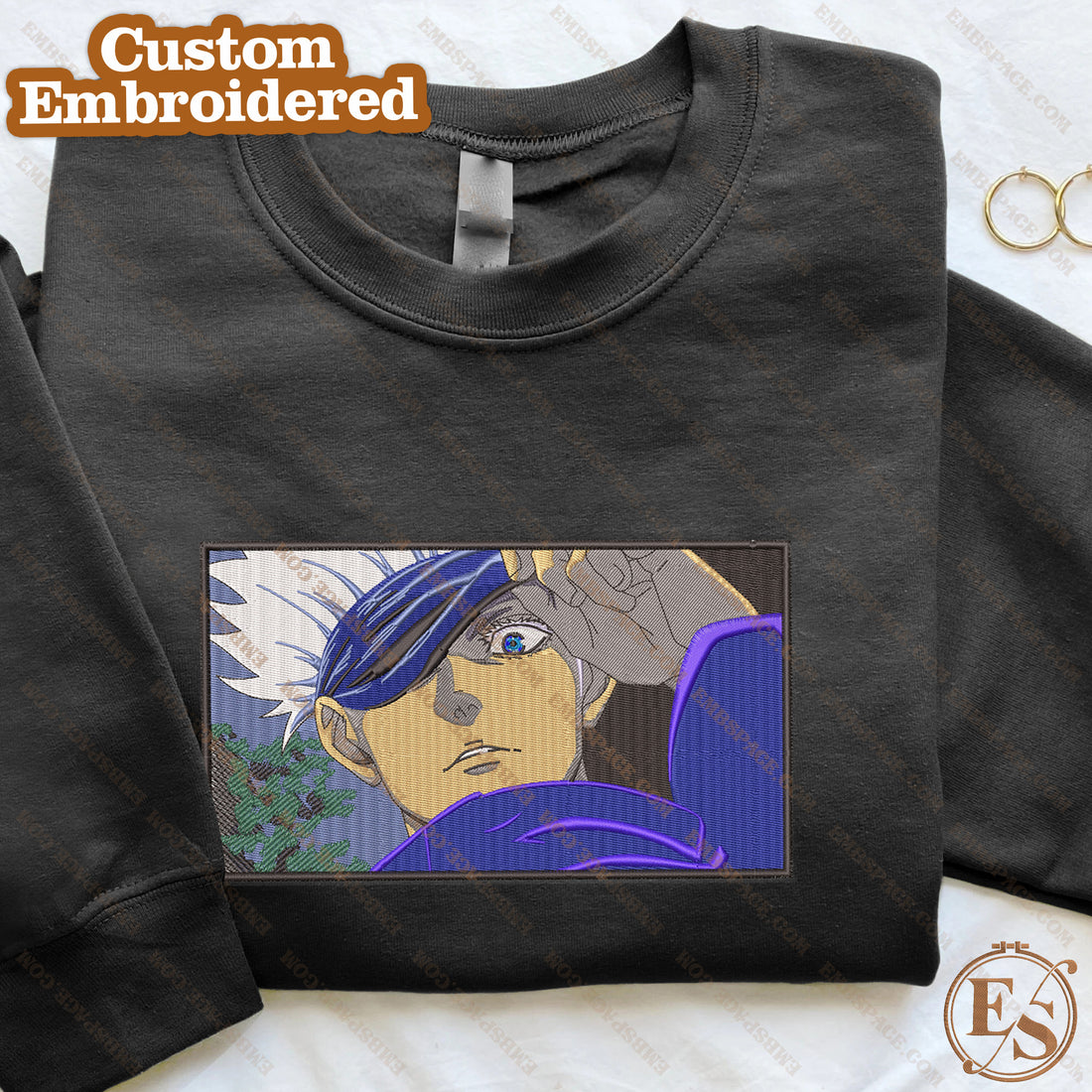 Anime The Powerful Sorcerer Peeks Embroidery Sweatshirt, Manga Box Embroidery Sweatshirt A_JK29