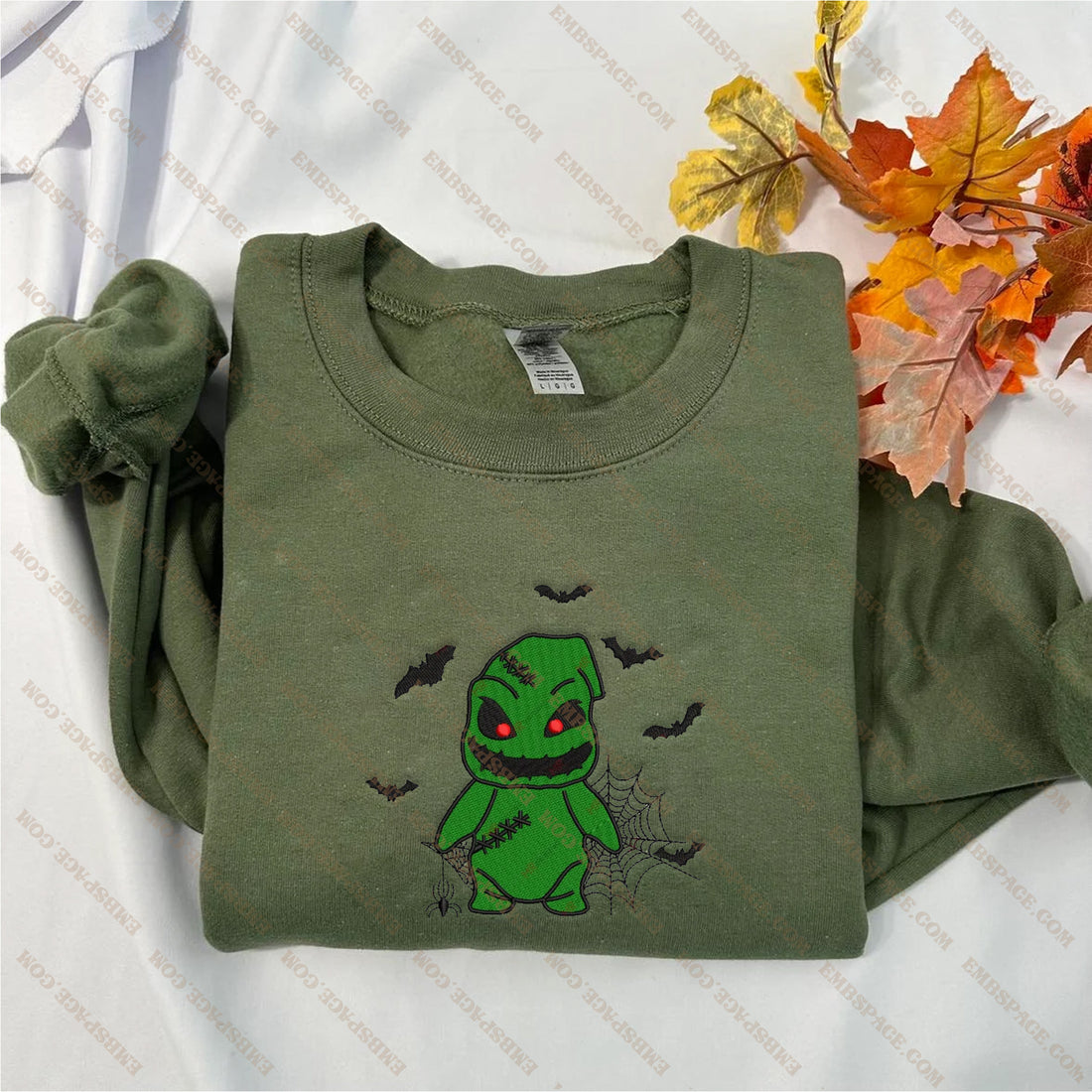 Horror Character with Bats Halloween Embroidery Sweatshirt, Halloween Embroidery Sweatshirt HLW_M2058