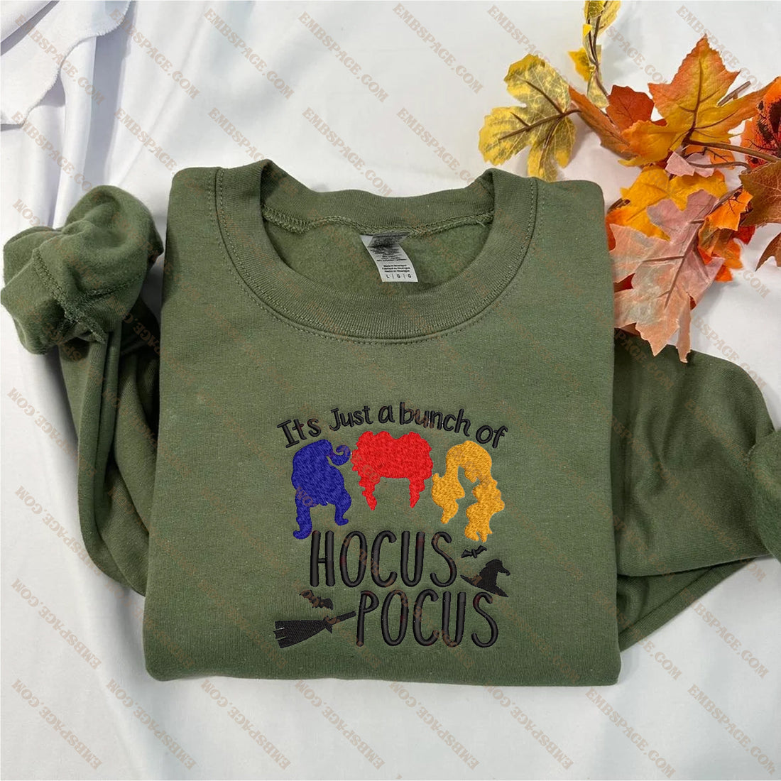 It's Just a Bunch of Witches Halloween Embroidery Sweatshirt, Halloween Embroidery Sweatshirt HLW_M1873