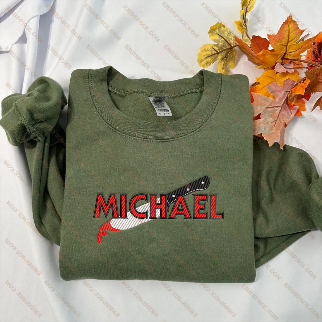 Horror Character with Knife Halloween Embroidery Sweatshirt, Halloween Embroidery Sweatshirt HLW_M1714