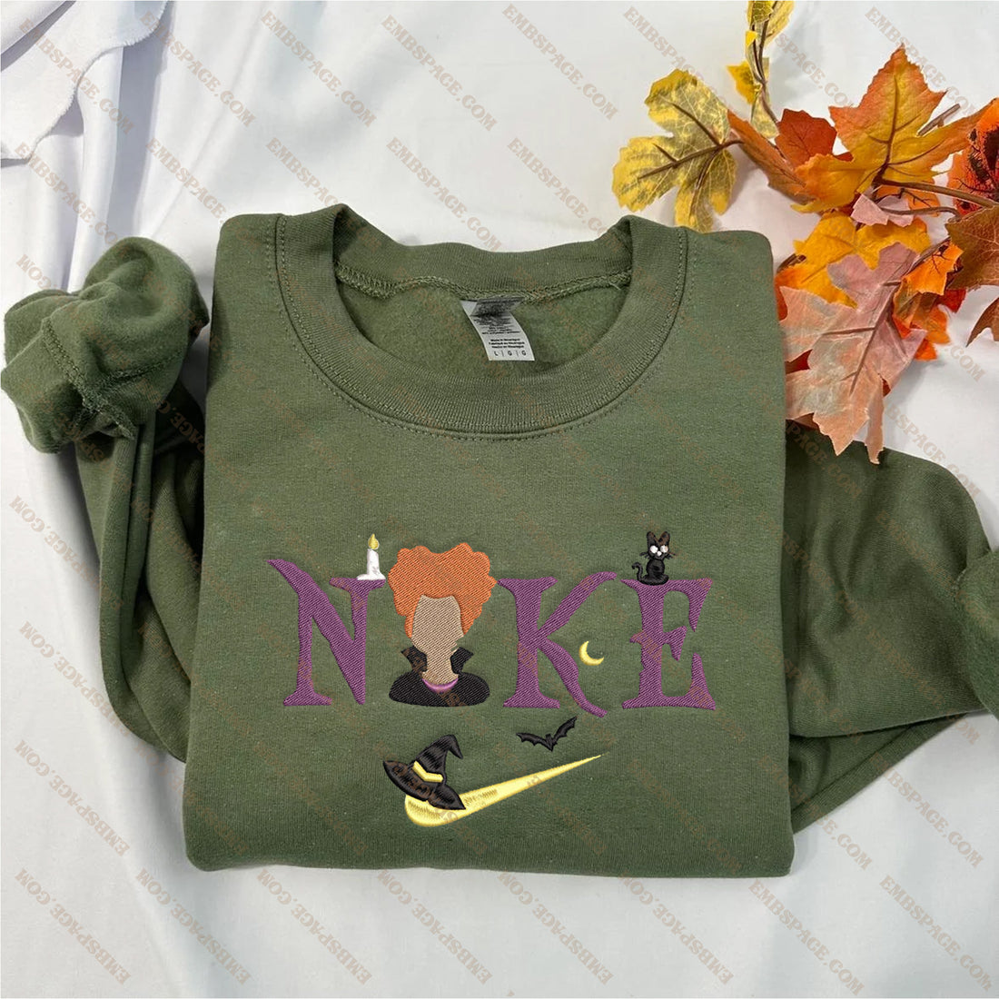 N Witch Halloween Embroidery Sweatshirt, Halloween Embroidery Sweatshirt HLW_M1979