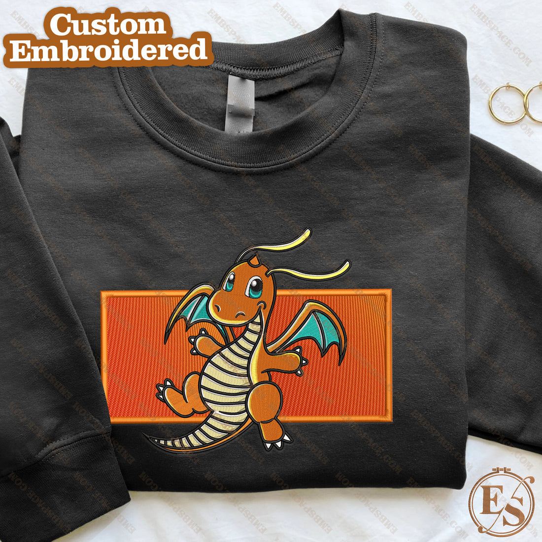 Anime The Dragonic Fire Beast Embroidery Sweatshirt, Manga Box Embroidery Sweatshirt A_PK01
