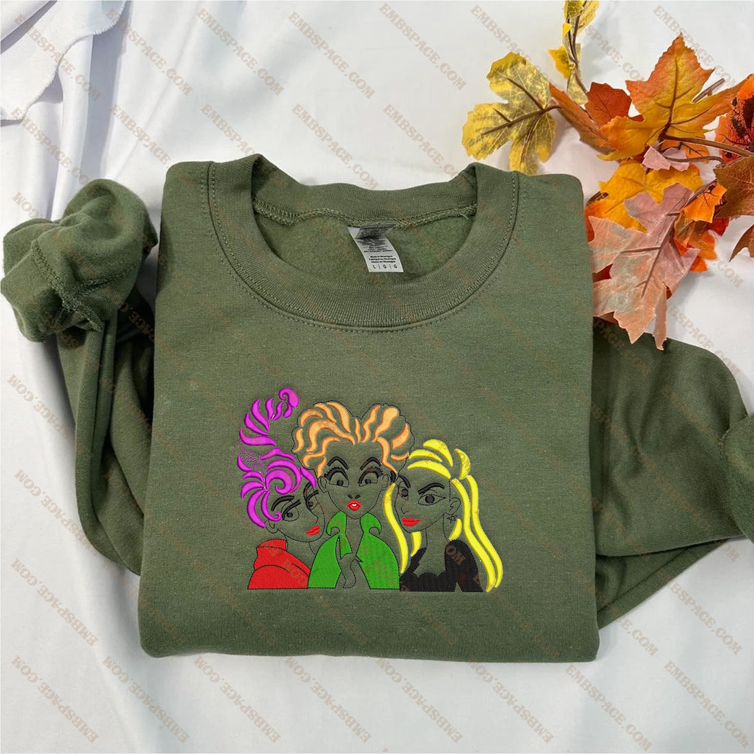 Three Witches Sanderson Sisters Halloween Embroidery Sweatshirt, Halloween Embroidery Sweatshirt HLW_M1871