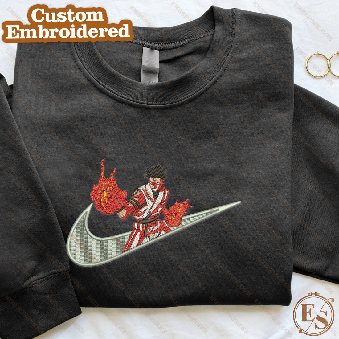 N Anime The Ancient Evil Fire Sweatshirt, N Anime Embroidery Sweatshirt A_JK56
