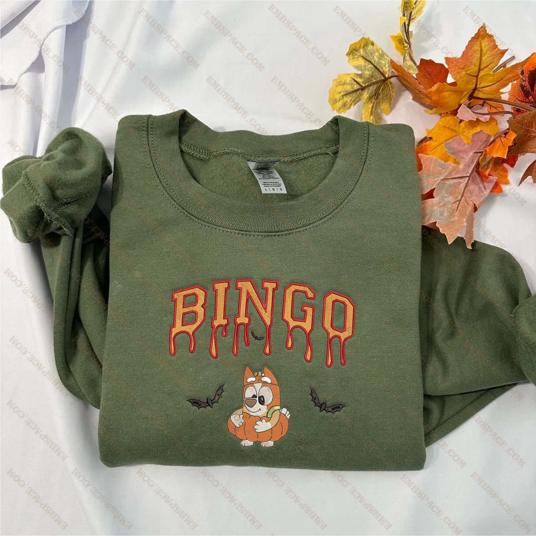 Cartoon Dog In Pumpkin Halloween Embroidered Sweatshirt, Halloween Embroidery Sweatshirt HLW_M1781