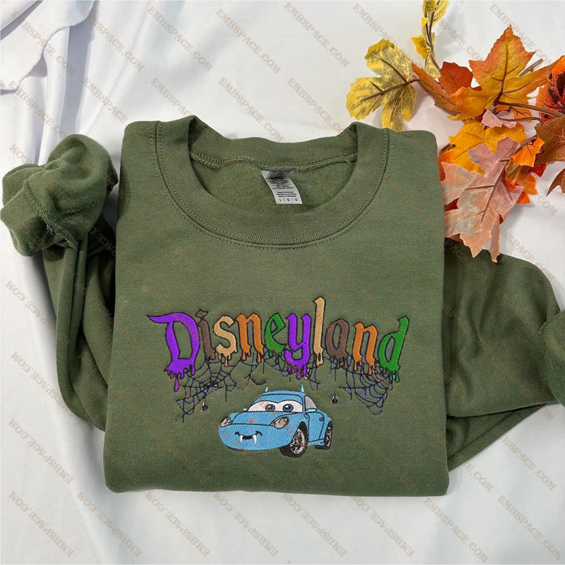 Blue Car Character Halloween Embroidery Sweatshirt, Halloween Embroidery Sweatshirt HLW_M1984