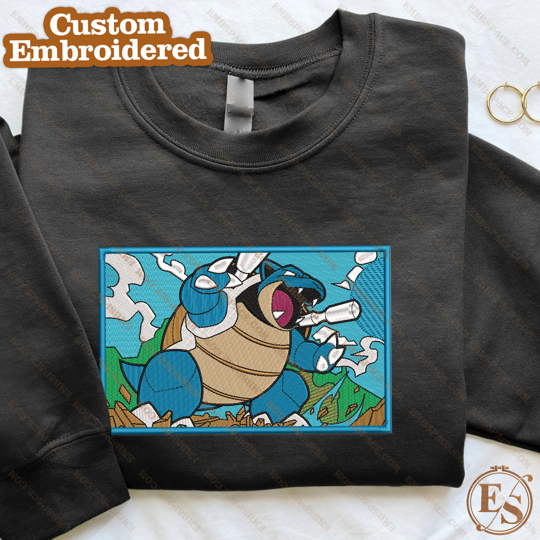Anime The Powerful Water Turtle Embroidery Sweatshirt, Manga Box Embroidery Sweatshirt A_PK02