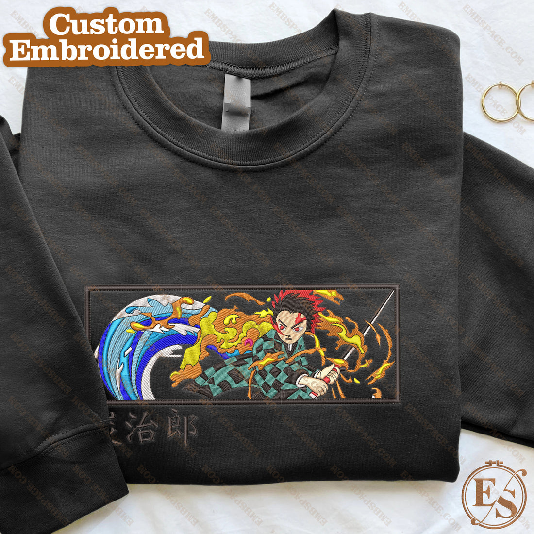 Anime Sun Water Attack Attack Emb Sweatshirt, Anime Box Embroidery Sweatshirt A_DS50