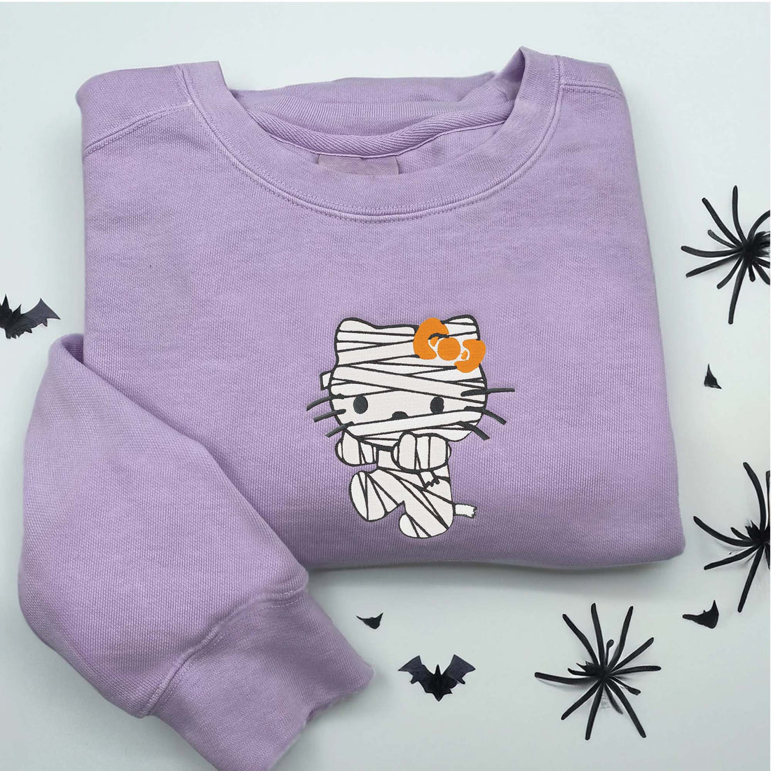 White Mew in Scary Movie Sweatshirt, Halloween Embroidery Sweatshirt HLW_M516
