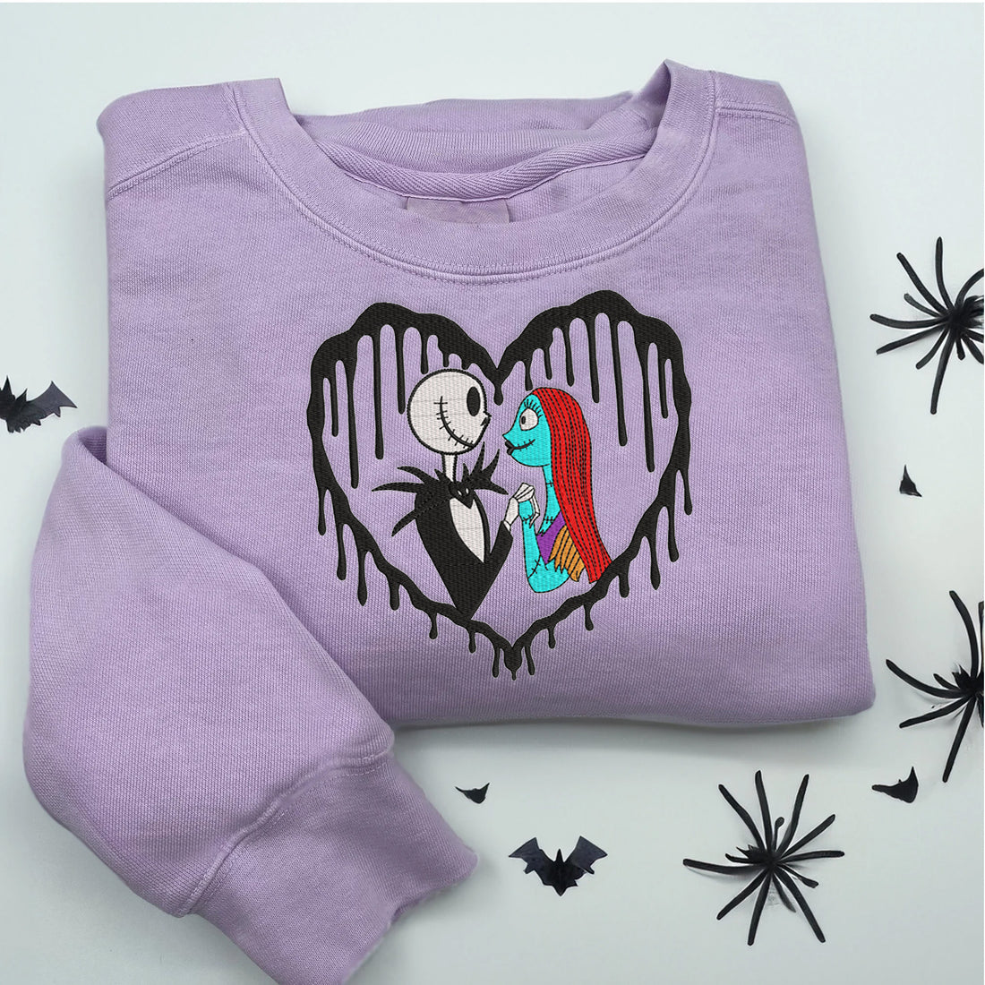 Horror Couple In Heart Halloween Sweatshirt, Halloween Embroidery Sweatshirt HLW_M313