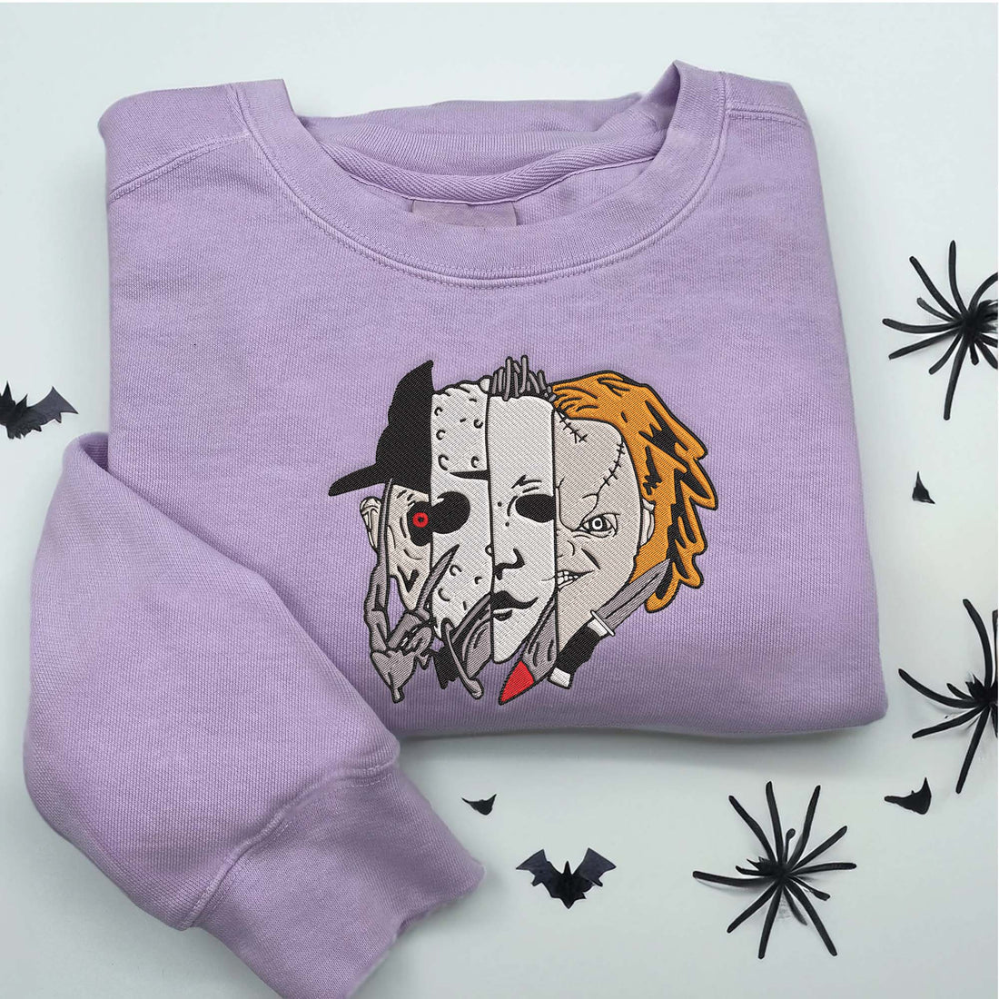 Horror Friends Face Embroidery Sweatshirt, Halloween Embroidery Sweatshirt HLW_M481