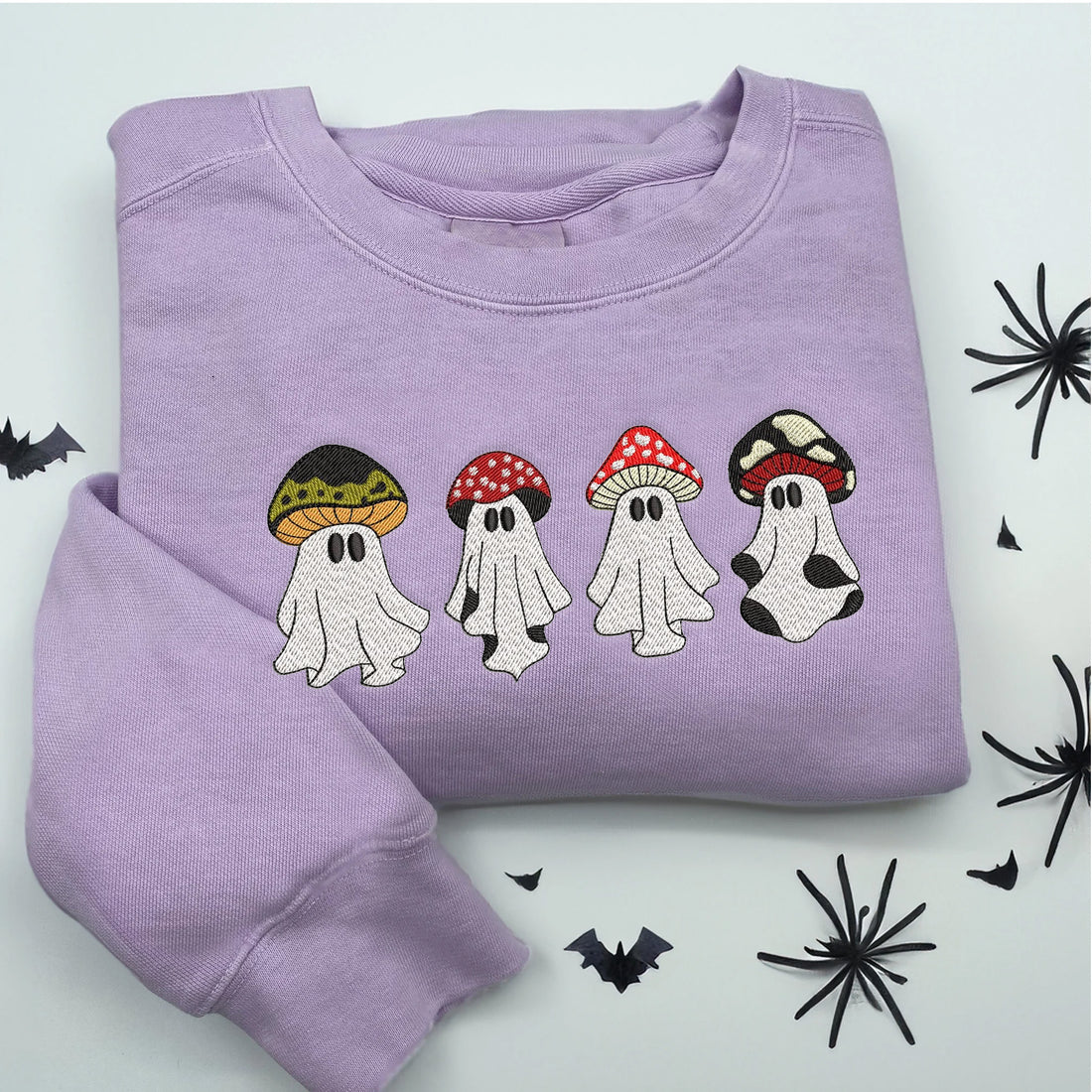 Mushroom Ghost Embroidery Sweatshirt, Halloween Embroidery Sweatshirt HLW_M102