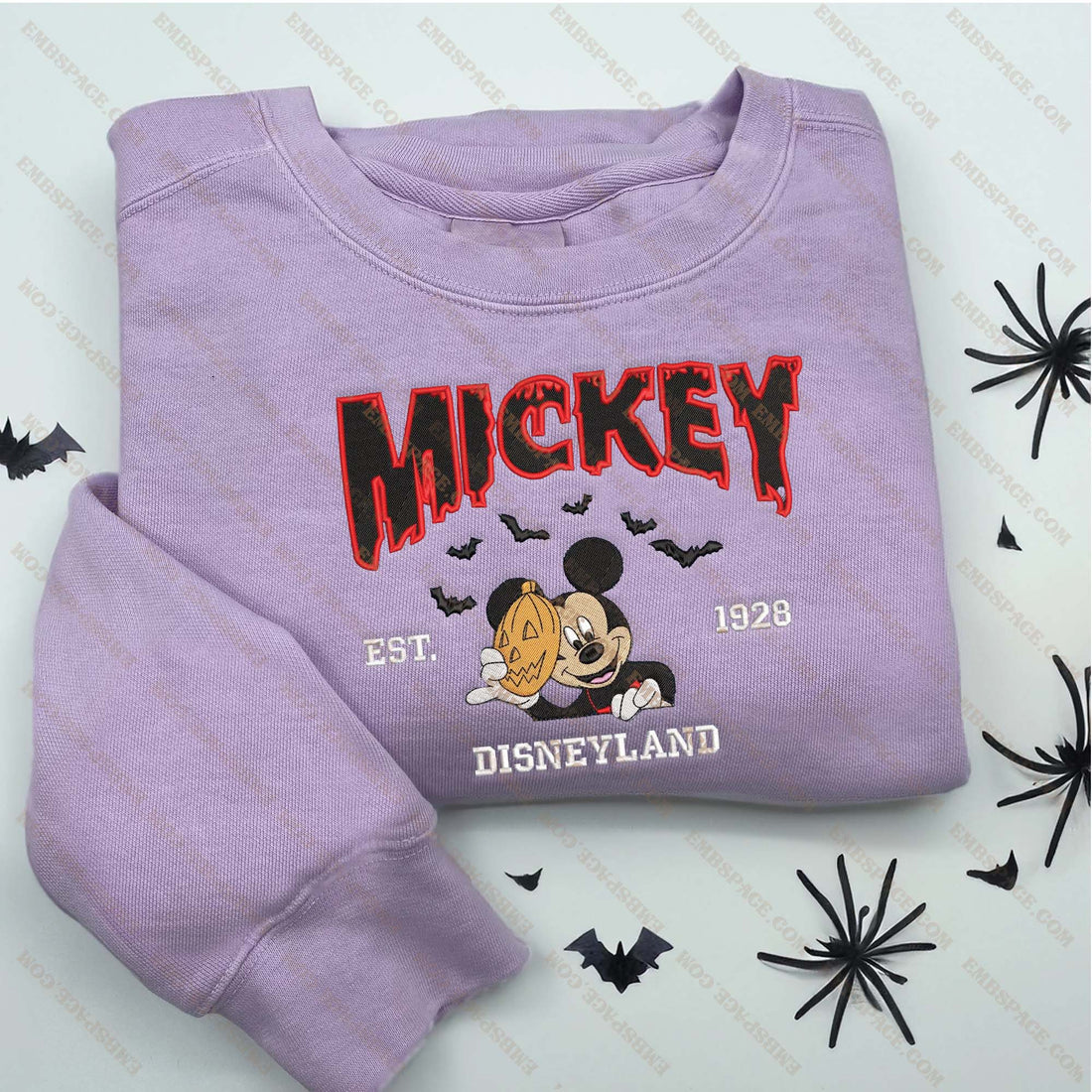 Cartoon Mouse Character Est 1928 Halloween Embroidery Sweatshirt, Halloween Embroidery Sweatshirt HLW_M1768