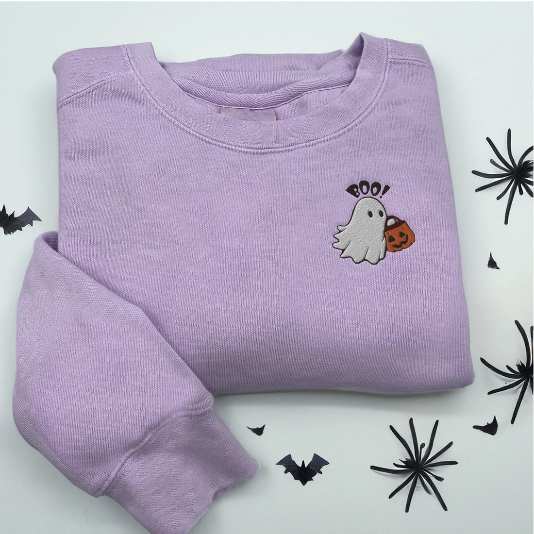 Boo Ghost Bring Pumpkin Sweatshirt, Halloween Embroidery Sweatshirt HLW_M376