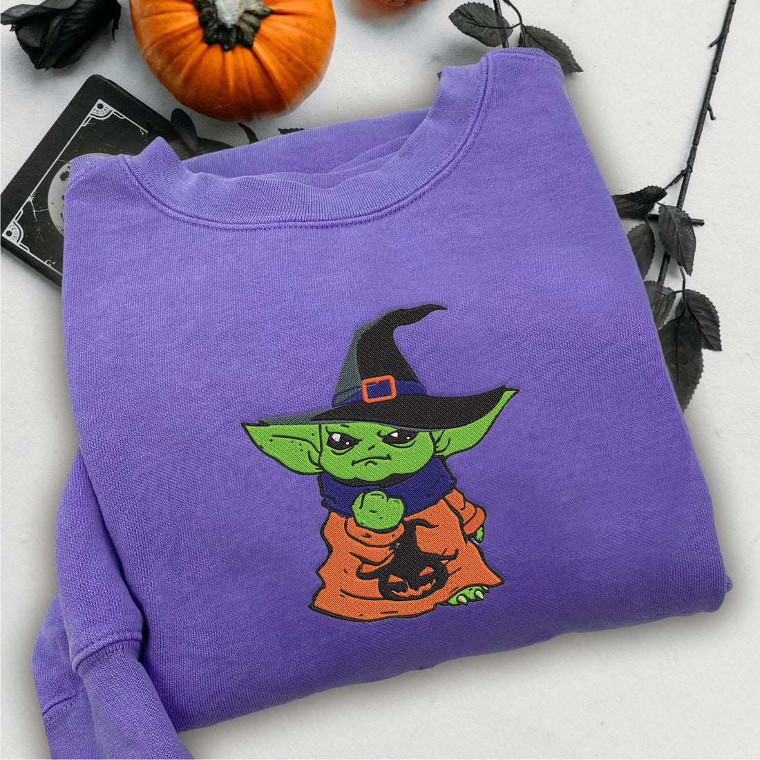 Blue Monster Halloween Embroidery Sweatshirt, Halloween Embroidery Sweatshirt HLW_M463