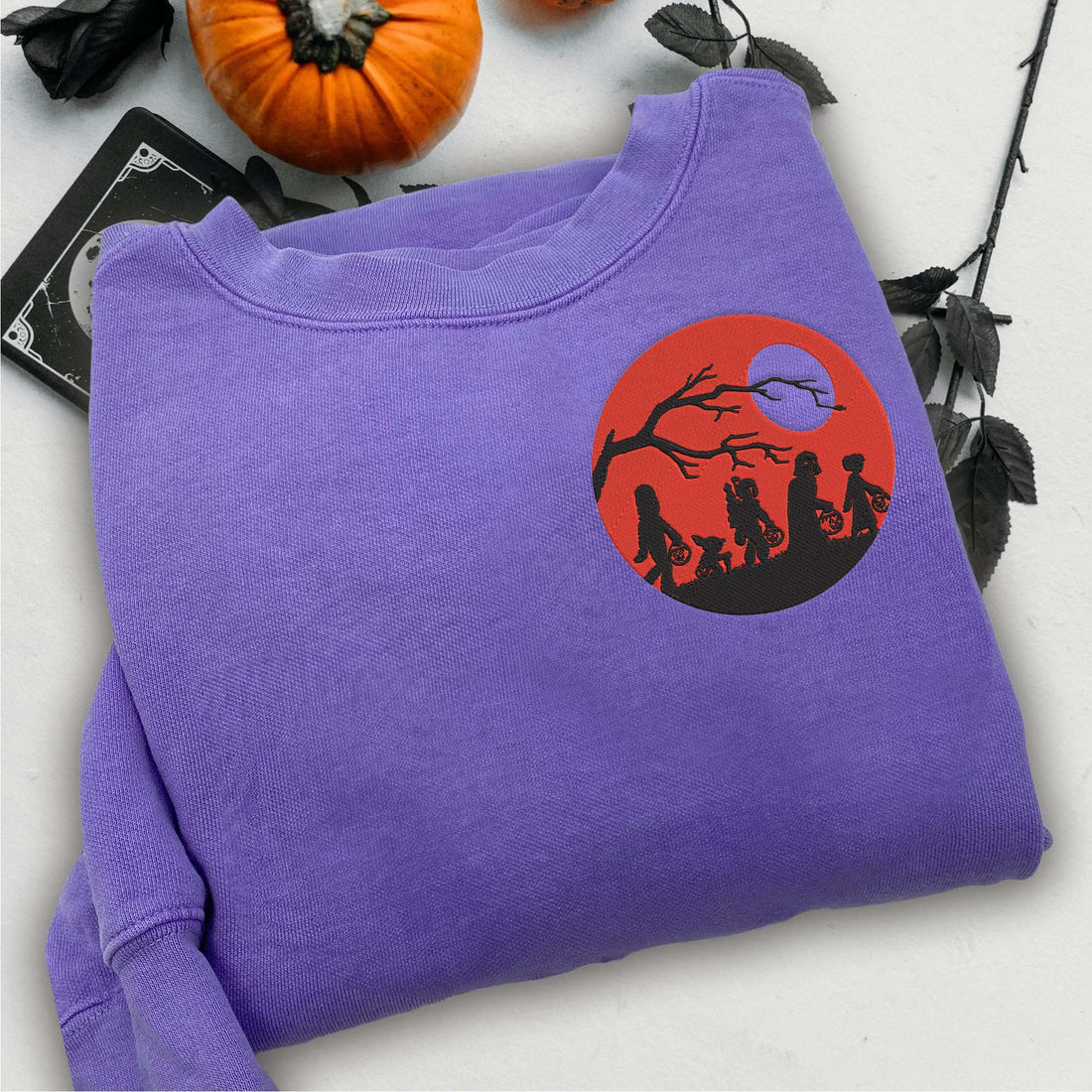 Space Wars Halloween Embroidery Sweatshirt, Halloween Embroidery Sweatshirt HLW_M558