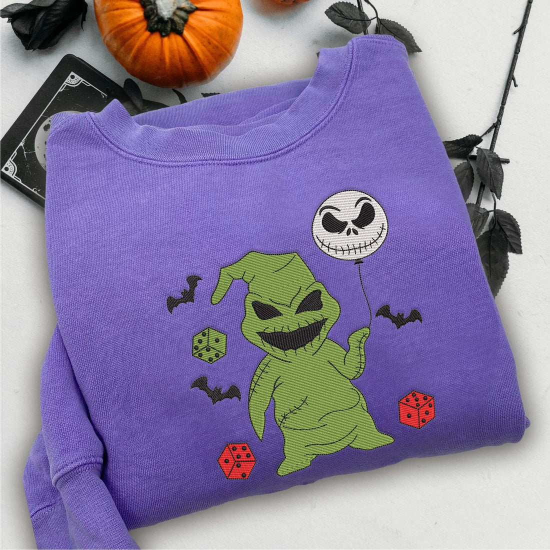 Horror Character with Balloon Sweatshirt, Halloween Embroidery Sweatshirt HLW_M325