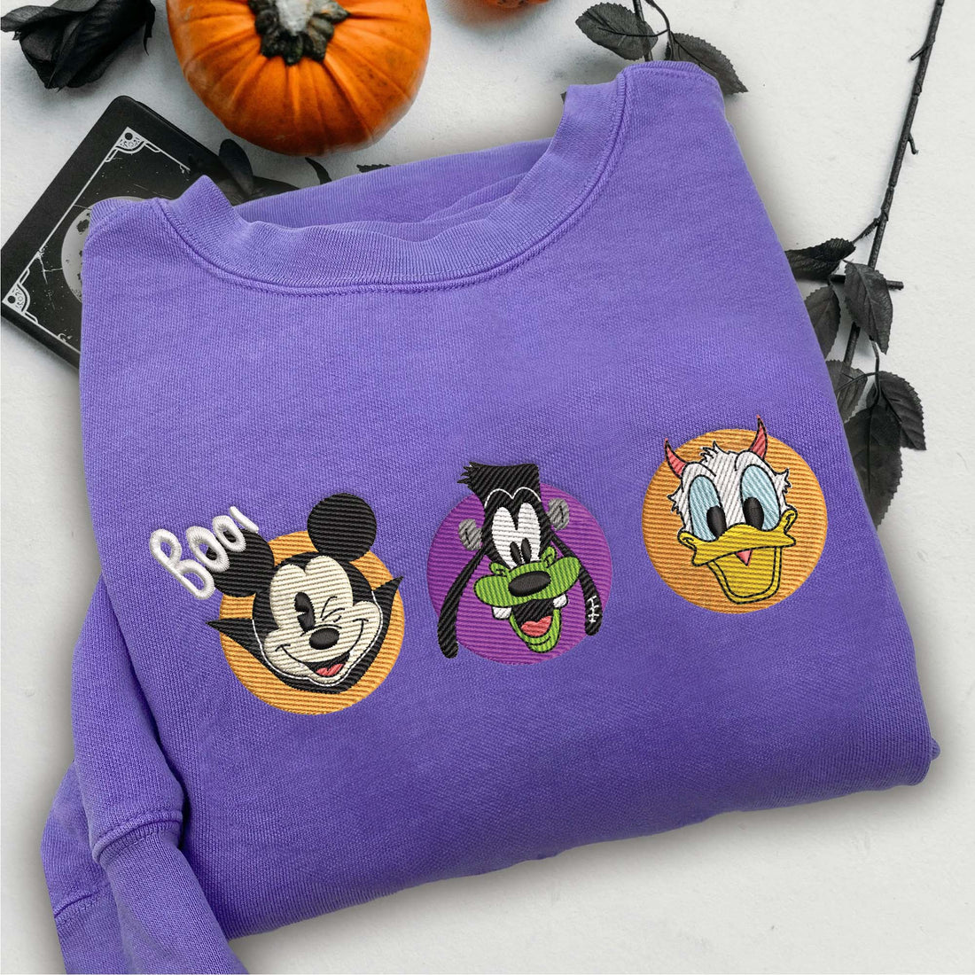 Boo Friends Mouse Halloween Sweatshirt, Halloween Embroidery Sweatshirt HLW_M281