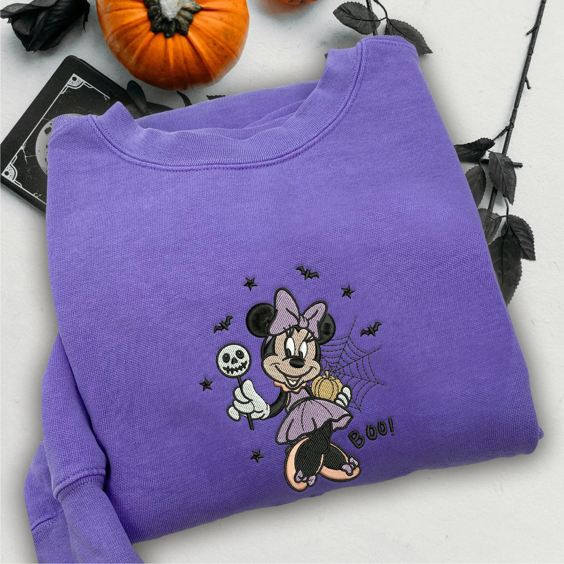 Mouse Boo Halloween Sweatshirt, Halloween Embroidery Sweatshirt HLW_M680