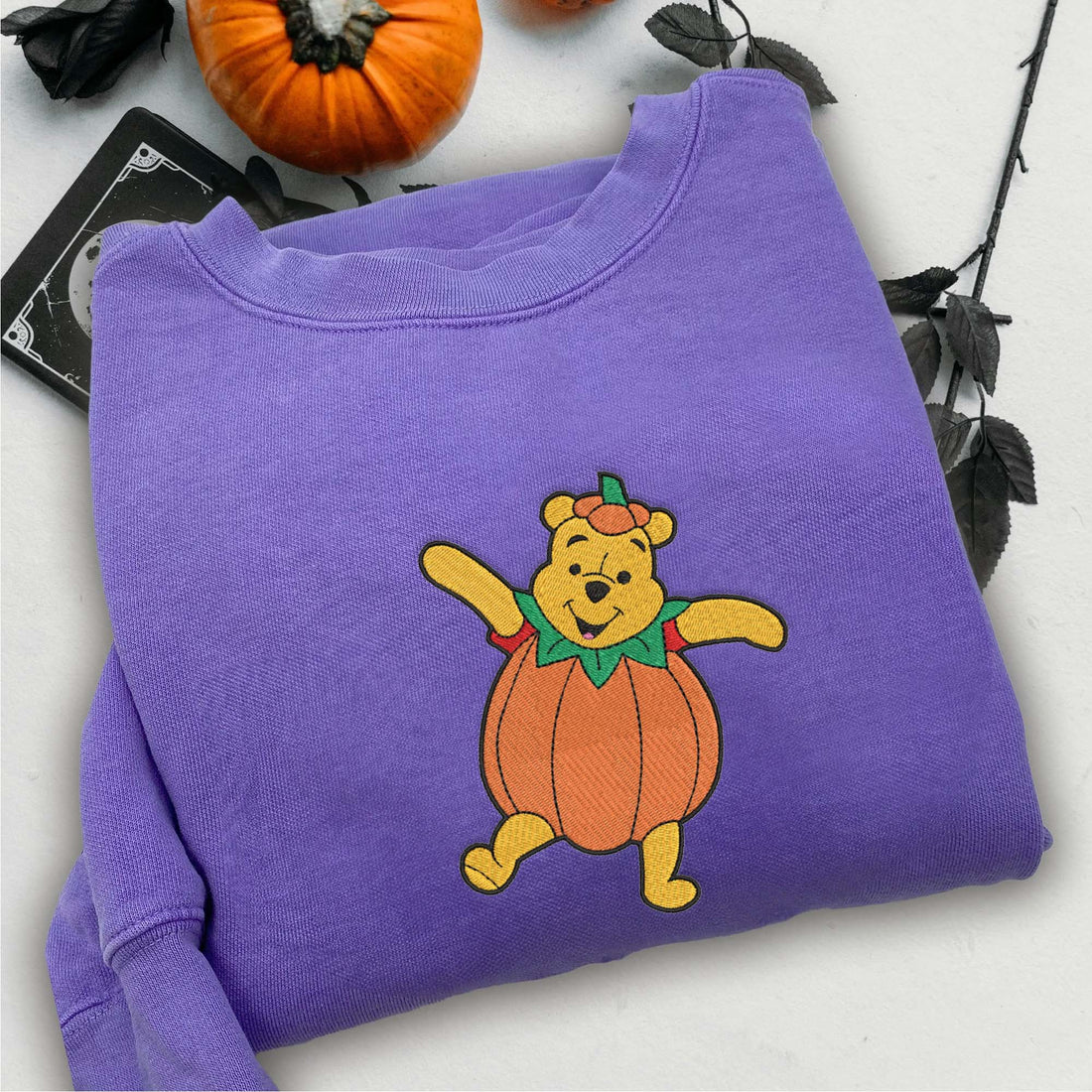 Pumpkin Bear Embroidery Sweatshirt, Halloween Embroidery Sweatshirt HLW_M430