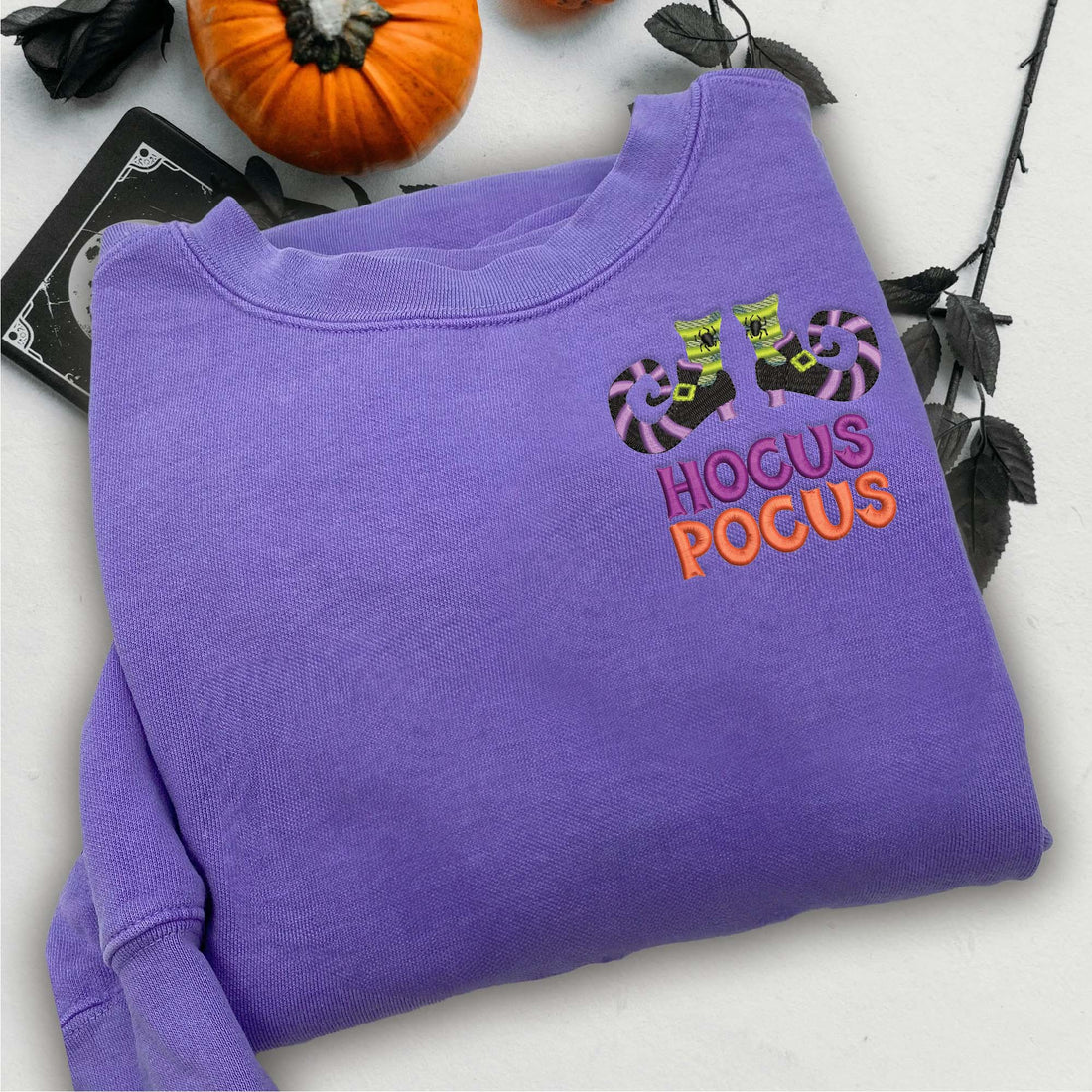 Horror Witch Sisters Shoes Embroidery Sweatshirt, Halloween Embroidery Sweatshirt HLW_M152
