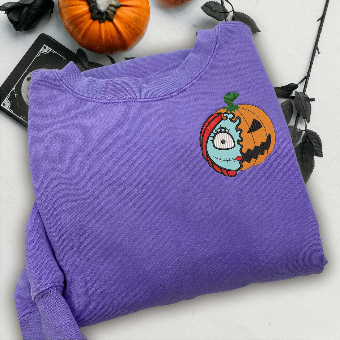 Halloween Pumpkin Skull Embroidery Sweatshirt, Halloween Embroidery Sweatshirt HLW_M99