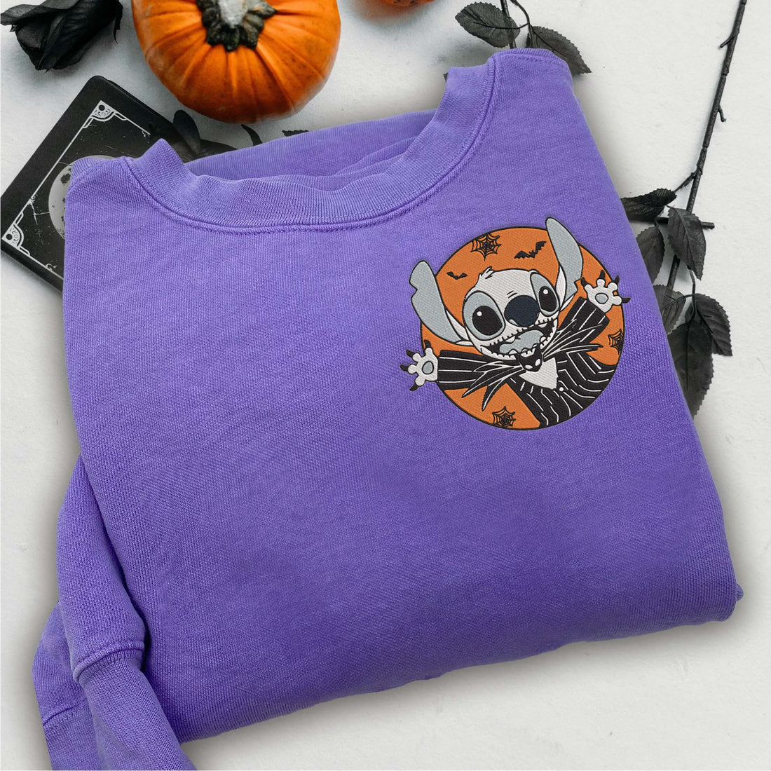 Cartoon Character in Bad Dream Before Sweatshirt, Halloween Embroidery Sweatshirt HLW_M566