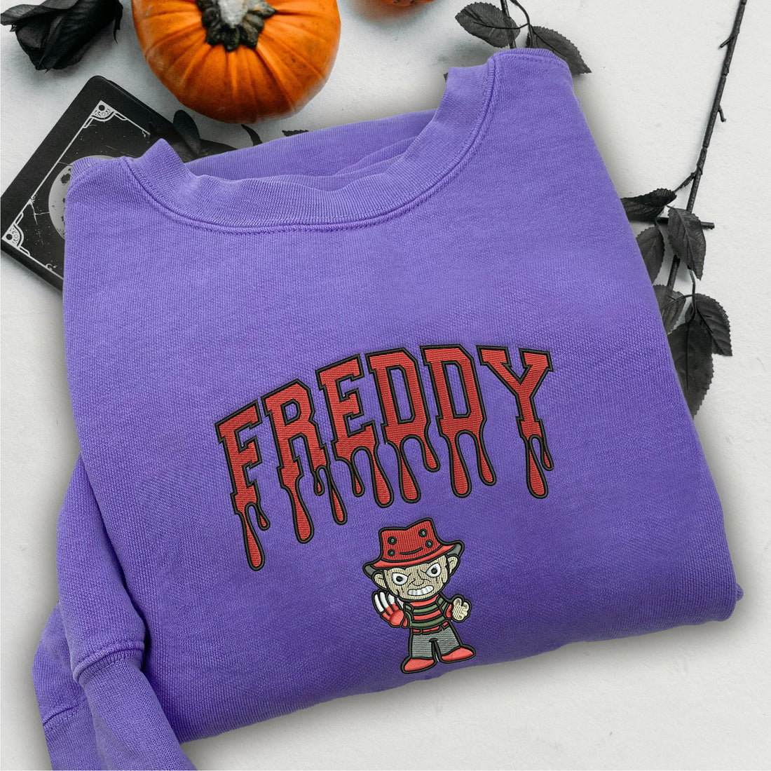 Drip Horror Character Embroidery Sweatshirt, Halloween Embroidery Sweatshirt HLW_M738