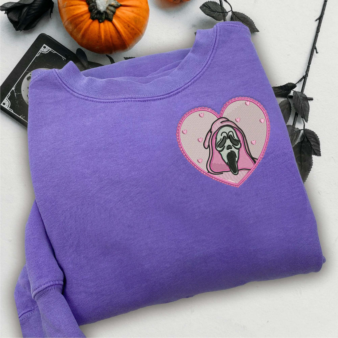 Ghost Lover Halloween Embroidery Sweatshirt, Halloween Embroidery Sweatshirt HLW_M1025