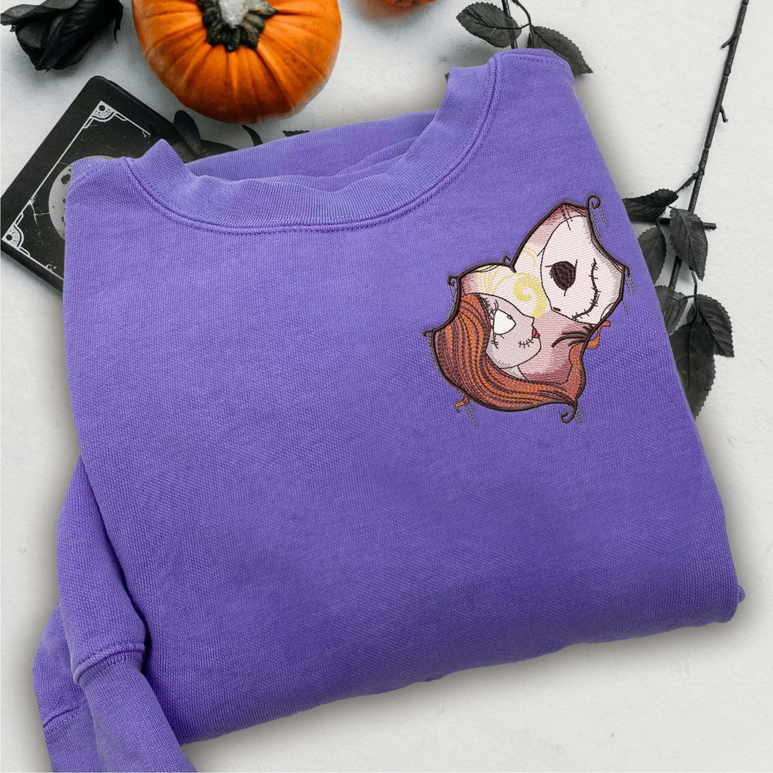 Heart Horror Couple Halloween Sweatshirt, Halloween Embroidery Sweatshirt HLW_M286