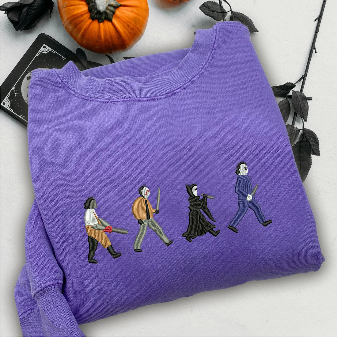 Horror Characters Halloween Embroidery Sweatshirt, Halloween Embroidery Sweatshirt HLW_M719