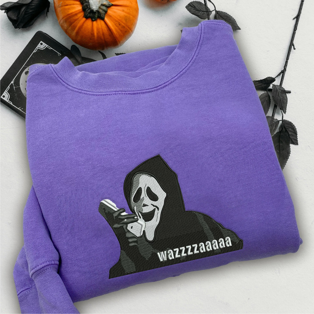 Ghost Call Me Halloween Sweatshirt, Halloween Embroidery Sweatshirt HLW_M716
