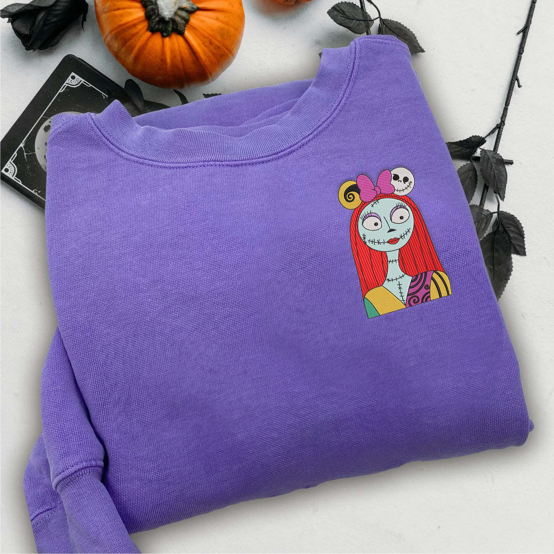Horror Girl Character Embroidery Sweatshirt, Halloween Embroidery Sweatshirt HLW_M327