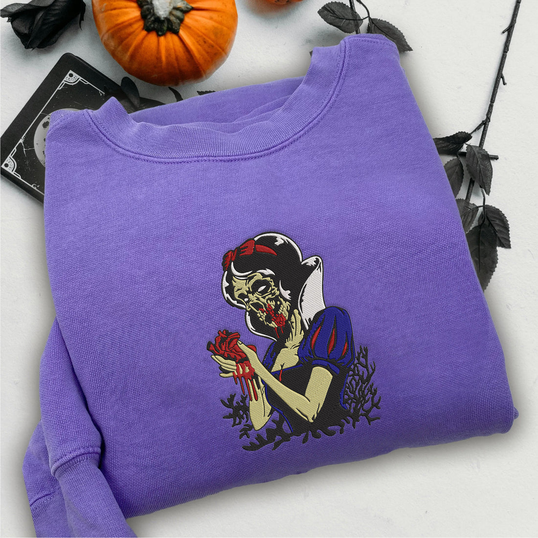 Horror Princess Halloween Embroidery Sweatshirt, Halloween Embroidery Sweatshirt HLW_M964